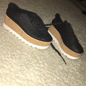 black leather steve madden platforms
